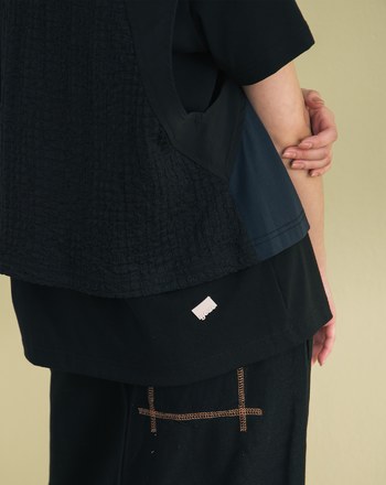 異材質拼接背心兩件式T恤(兩色)