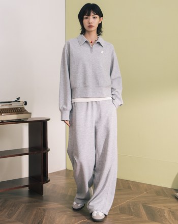 率性皮標造型拉鍊polo領上衣(兩色)