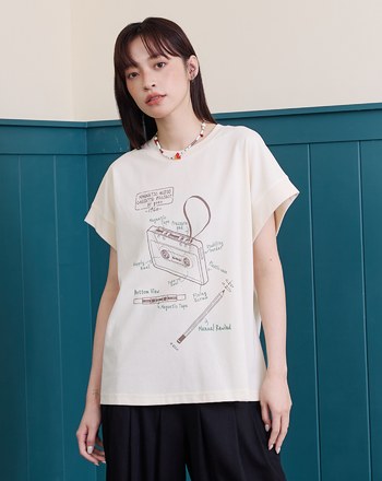 復古錄音帶連袖長版涼感上衣(兩色)