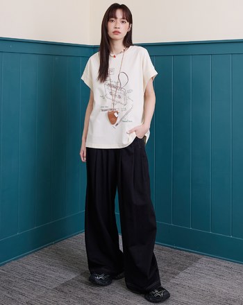 復古錄音帶連袖長版涼感上衣(兩色)