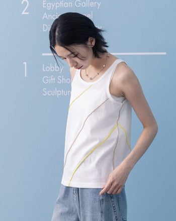 配色密拷邊竹節棉背心(兩色)