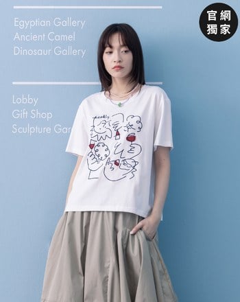 ➤奶奶聚會線條繡花涼感T恤(兩色)