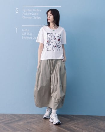 ➤奶奶聚會線條繡花涼感T恤(兩色)