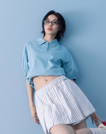 A｜小花釦立體澎袖涼感POLO衫(兩色)