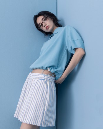 A｜小花釦立體澎袖涼感POLO衫(兩色)