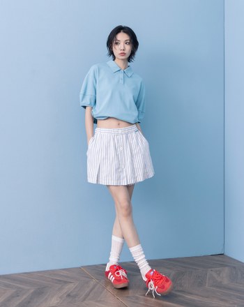 A｜小花釦立體澎袖涼感POLO衫(兩色)