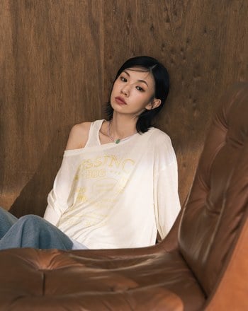 A｜尋狗啟事印花透膚兩件式上衣(兩色)