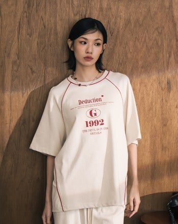 A｜抗皺異材質拼接運動風寬鬆T恤(兩色)