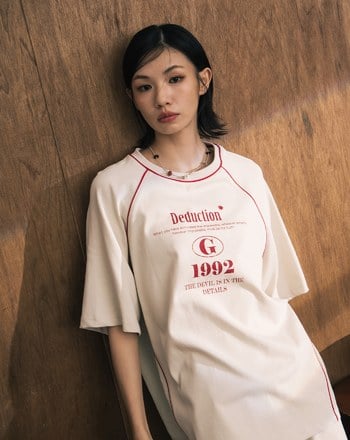 A｜抗皺異材質拼接運動風寬鬆T恤(兩色)