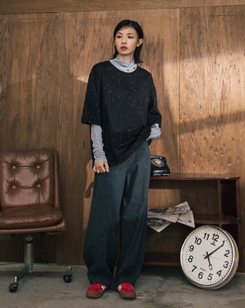 A｜彩色潑墨立體標語寬鬆短袖T恤(兩色)