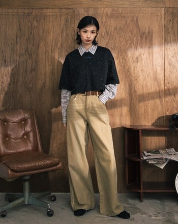 A｜彩色潑墨標語印花廓型短版T恤(兩色)