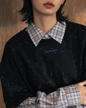 A｜彩色潑墨標語印花廓型短版T恤(兩色)