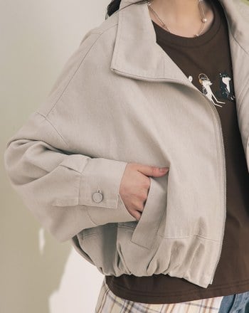 斑駁水洗率性立領廓型外套(兩色)