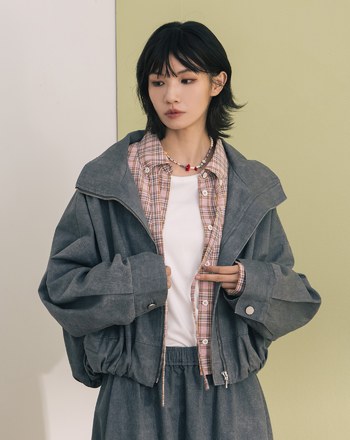 斑駁水洗率性立領廓型外套(兩色)