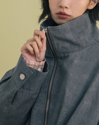 斑駁水洗率性立領廓型外套(兩色)