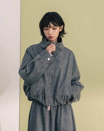 斑駁水洗率性立領廓型外套(兩色)