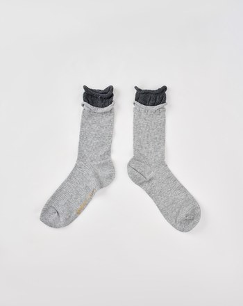 假兩層拼接坑條長襪(兩色)