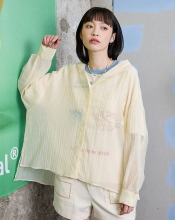 ➤涼感天絲皺皺透膚遮陽連帽襯衫(兩色)