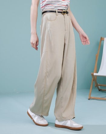 ➤游泳的人車線水洗涼感彎刀褲(兩色)