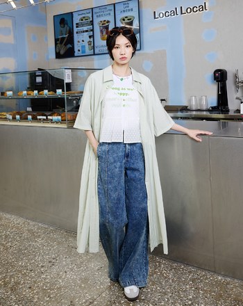 ➤咖啡杯涼感抗皺兩件式襯衫洋裝(兩色)