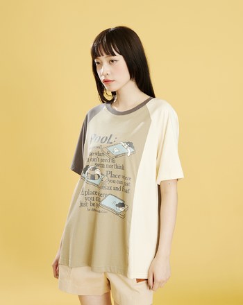 ➤pool relax拼接色寬版涼感T恤(兩色)