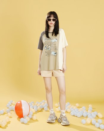 ➤pool relax拼接色寬版涼感T恤(兩色)