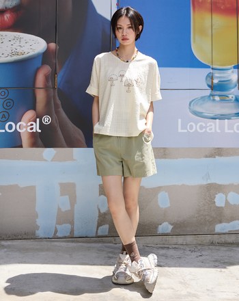 蛋糕展示架格紋抗皺連袖上衣(兩色)