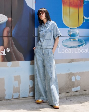 雪花水洗短版牛仔襯衫(兩色)