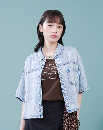 涼感天絲牛仔連袖襯衫(兩色)