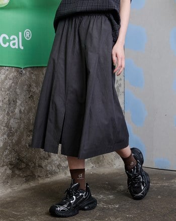 天絲棉涼感鬆緊百褶裙(兩色)