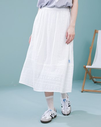 兩件式雪紡繡花鬆緊傘裙(兩色)