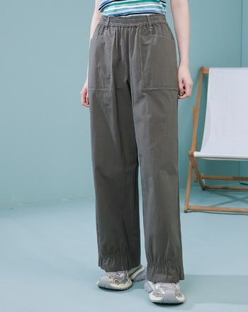 Beach Club波浪縮口褲腳造型長褲(兩色)