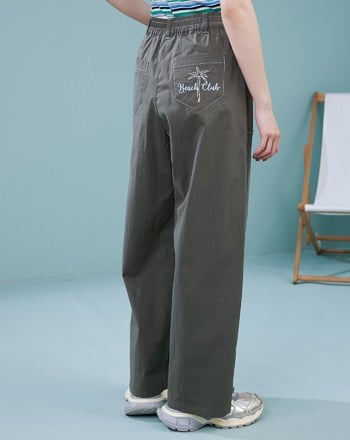 Beach Club波浪縮口褲腳造型長褲(兩色)