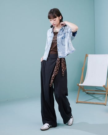 涼感天絲側釦裙片寬褲(兩色)