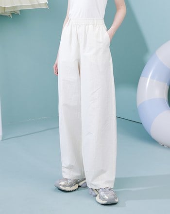 微皺感修身縮口直筒褲(米色)