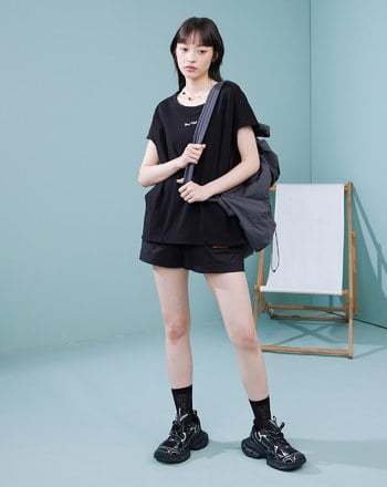 天絲棉皮標鬆緊短褲(兩色)