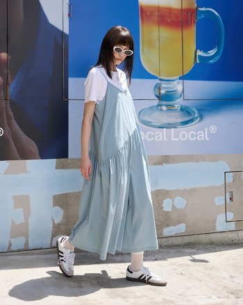 天絲棉剪裁細肩吊帶褲裙(兩色)