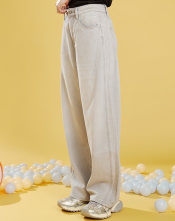 好比例天絲超柔彈水洗灰牛仔褲