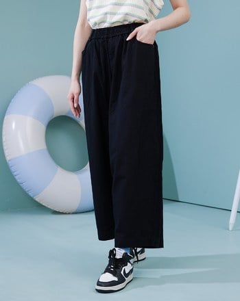 ➤純棉鬆緊九分寬褲