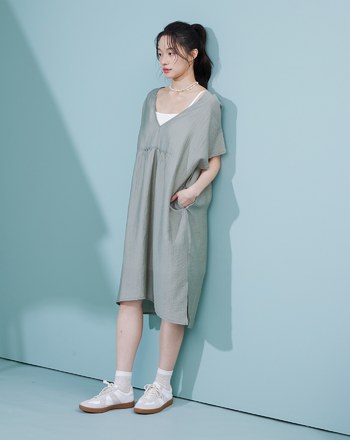 莫代爾輕薄涼感兩件式綁帶洋裝(兩色)