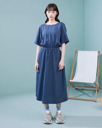 涼感天絲兩穿鬆緊收腰洋裝(兩色)