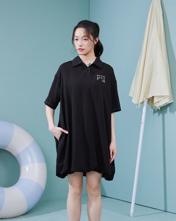 音樂撥放器水洗polo領涼感短洋裝(兩色)
