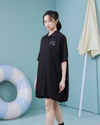 音樂撥放器水洗polo領涼感短洋裝(兩色)