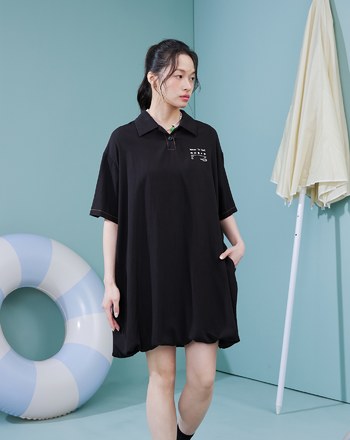 音樂撥放器水洗polo領涼感短洋裝(兩色)