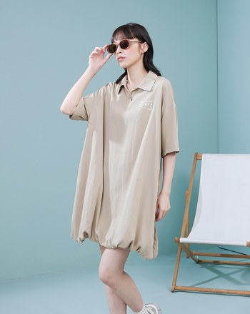 音樂撥放器水洗polo領涼感短洋裝(兩色)