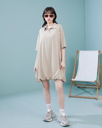 音樂撥放器水洗polo領涼感短洋裝(兩色)