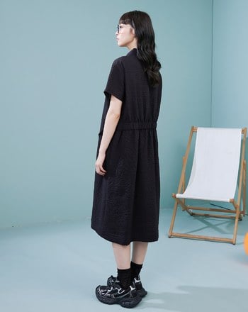 Sea you letter織紋天絲襯衫洋裝(兩色)