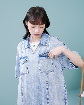 涼感天絲牛仔顯瘦車線洋裝(兩色)