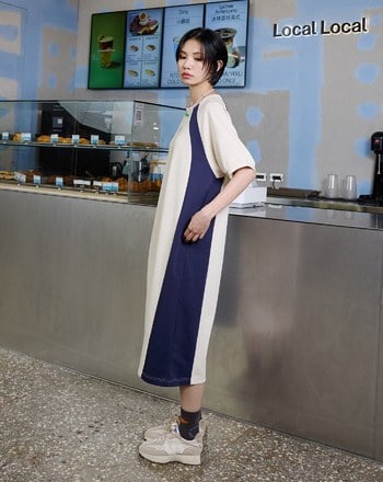 ➤gozo撞色拼接針織洋裝(兩色)