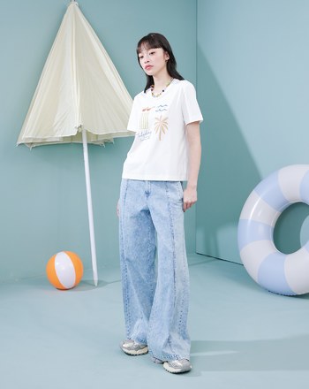 海邊度假印花涼感T恤(兩色)